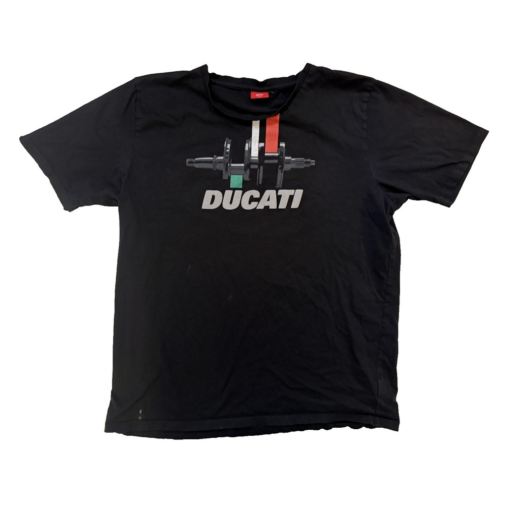 Ducati TShirt Mens 2XL Black Motorcycle Engine Crankshaft Racing Italian Y2K